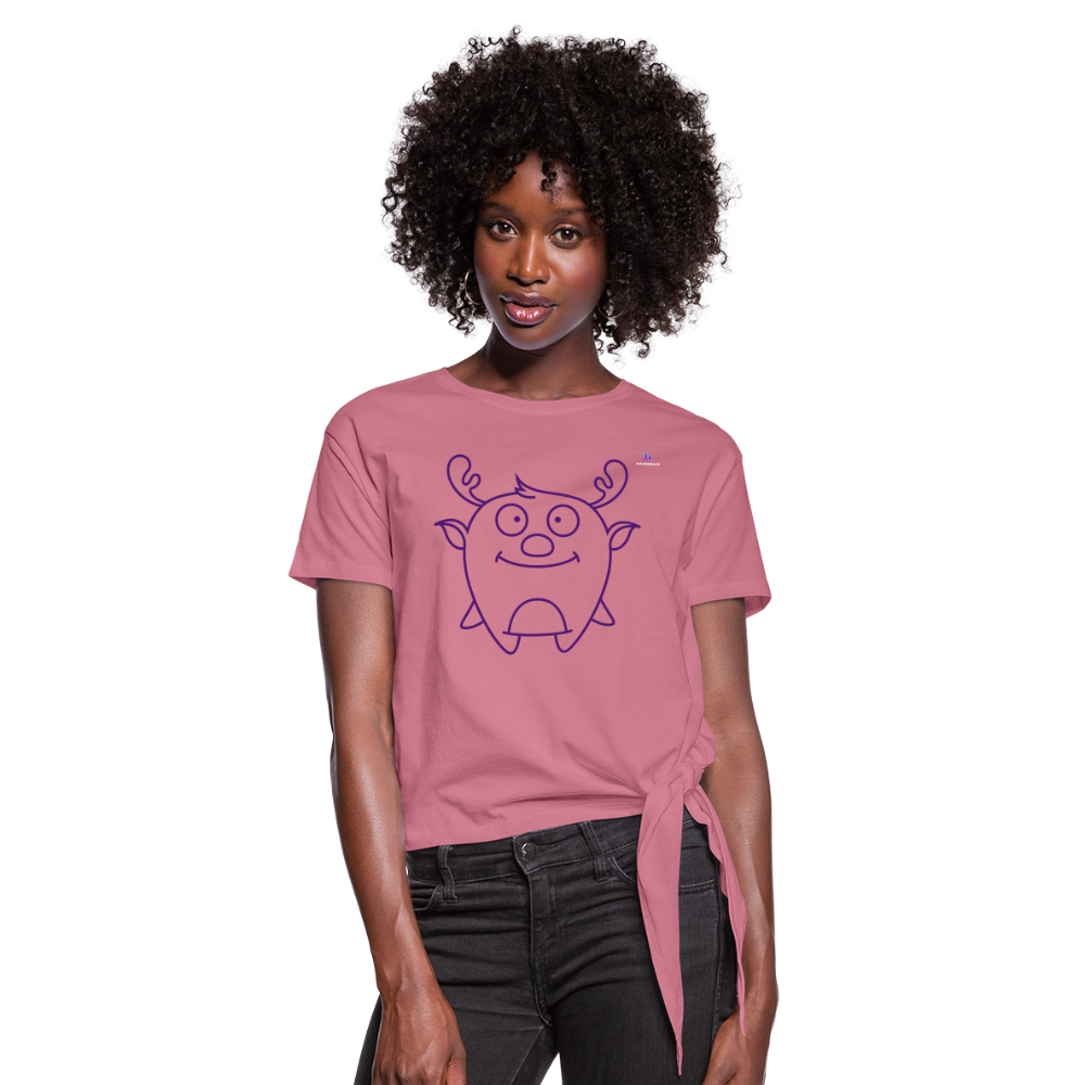 Women's Knotted T-Shirt "Cute Flat Christmas" - malva