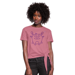 Women's Knotted T-Shirt "Cute Flat Christmas" - malva