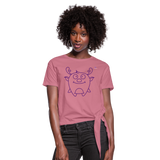 Women's Knotted T-Shirt "Cute Flat Christmas" - malva