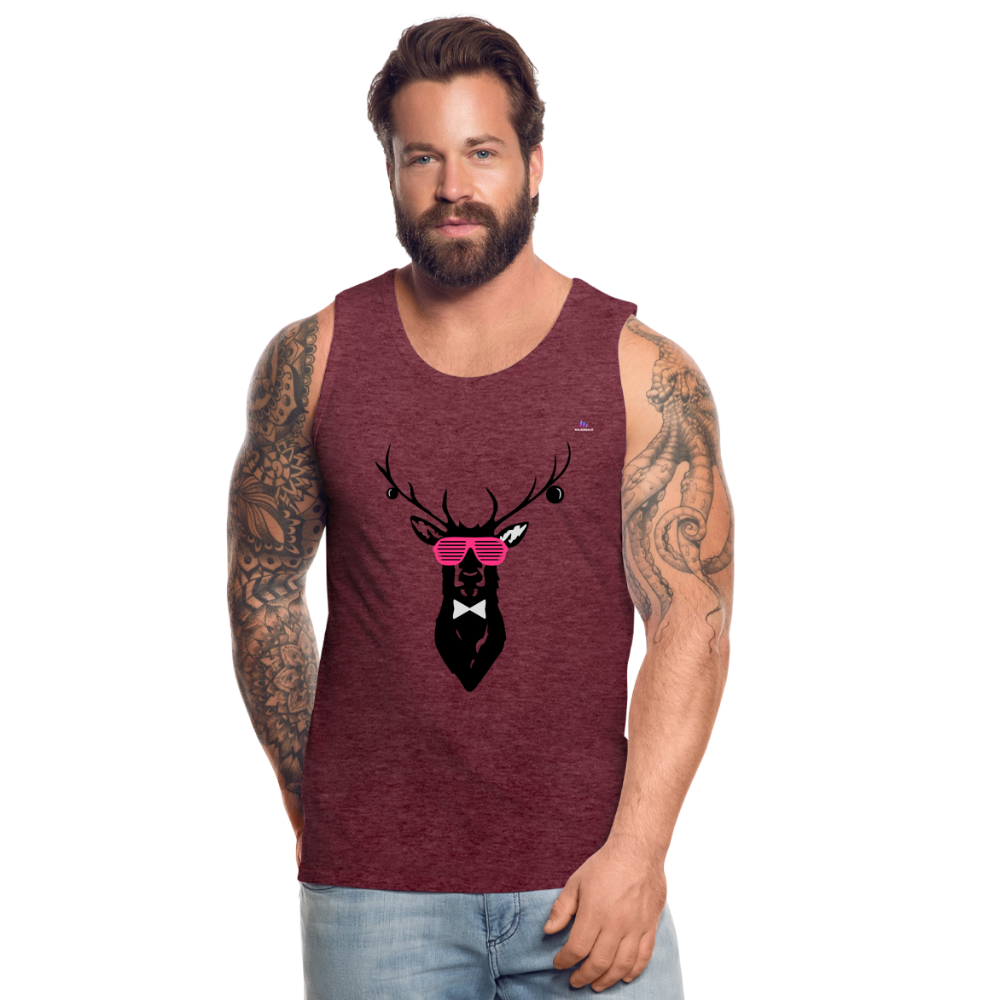 Men's Premium Tank Top "Deer" - rojo bordeaux salpicado