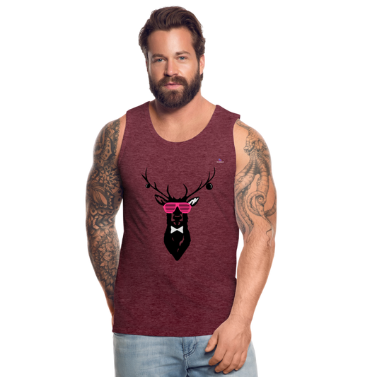 Men's Premium Tank Top "Deer" - rojo bordeaux salpicado
