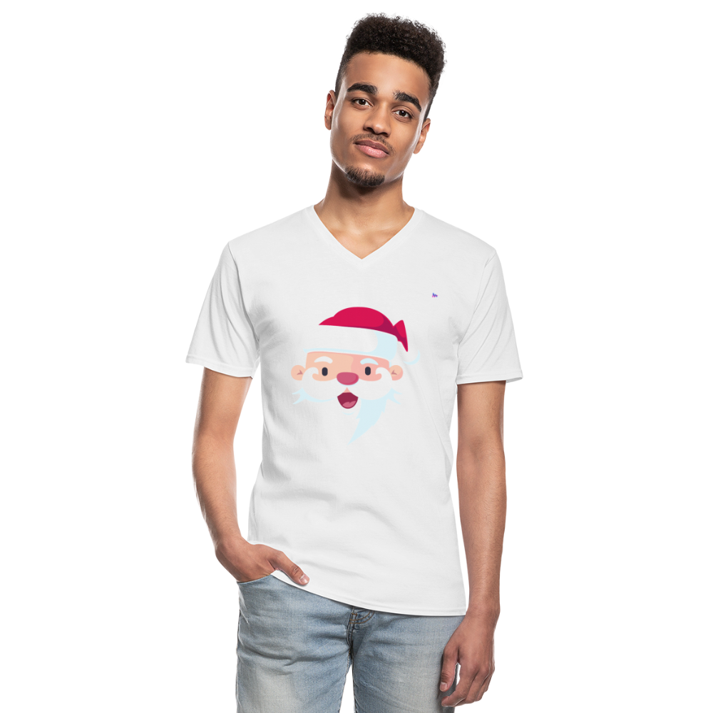 Men's V-Neck T-Shirt"SantaHead 5 freexmas17mnr" - blanco