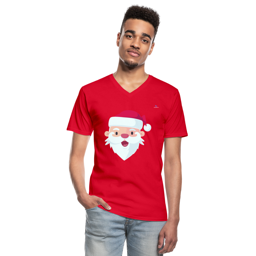 Men's V-Neck T-Shirt"SantaHead 5 freexmas17mnr" - rojo