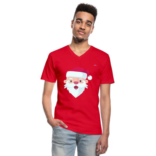 Men's V-Neck T-Shirt"SantaHead 5 freexmas17mnr" - rojo