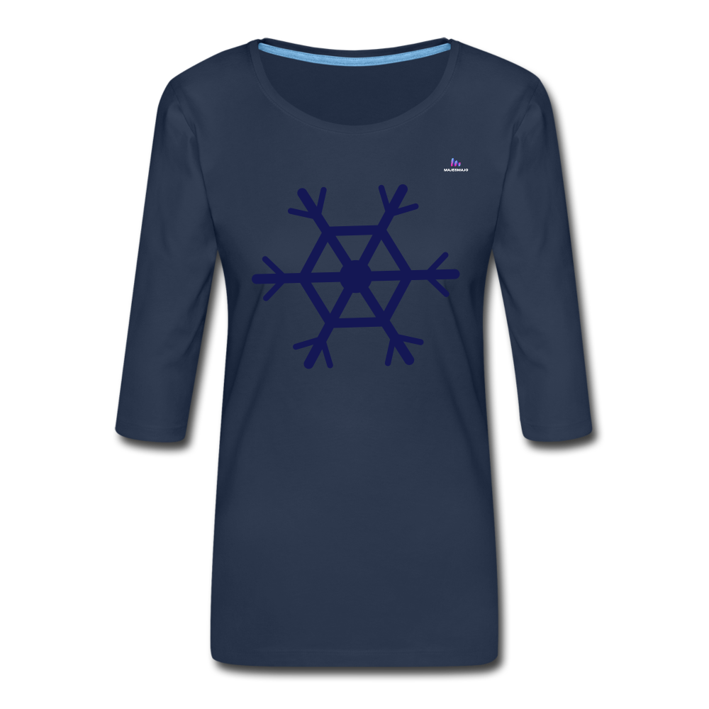 Women's Premium 3/4-Sleeve T-Shirt "snowflake - azul marino
