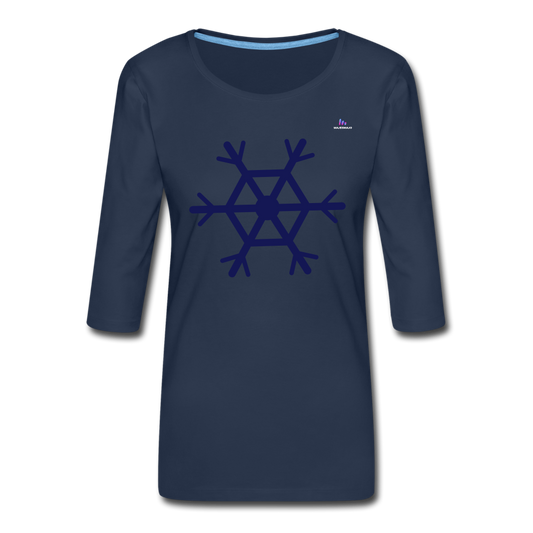 Women's Premium 3/4-Sleeve T-Shirt "snowflake - azul marino