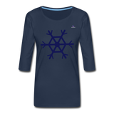 Women's Premium 3/4-Sleeve T-Shirt "snowflake - azul marino