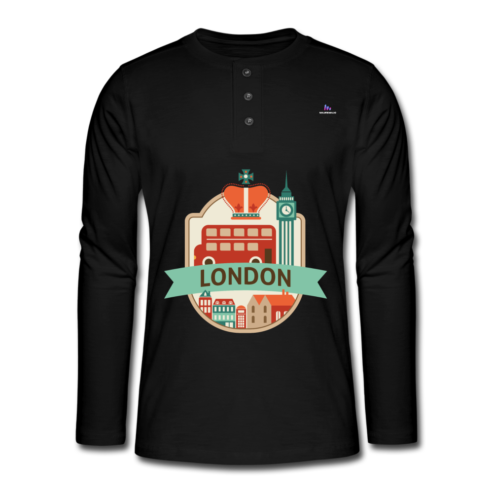 Henley long-sleeved shirt "London" - negro
