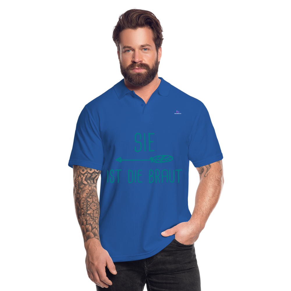 Men's Polo Shirt "sie ist die braut" - azul intenso