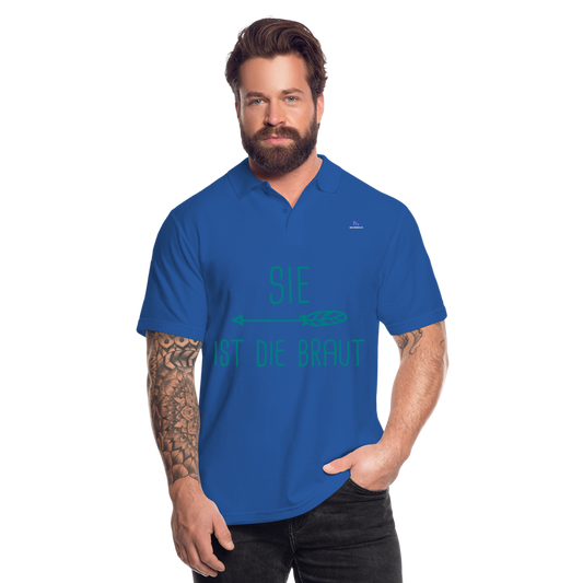 Men's Polo Shirt "sie ist die braut" - azul intenso