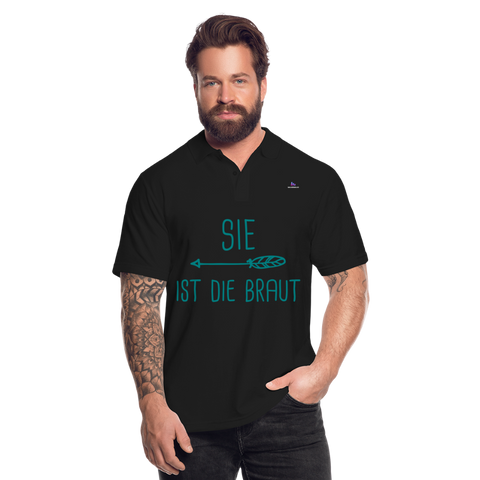 Men's Polo Shirt "sie ist die braut" - negro