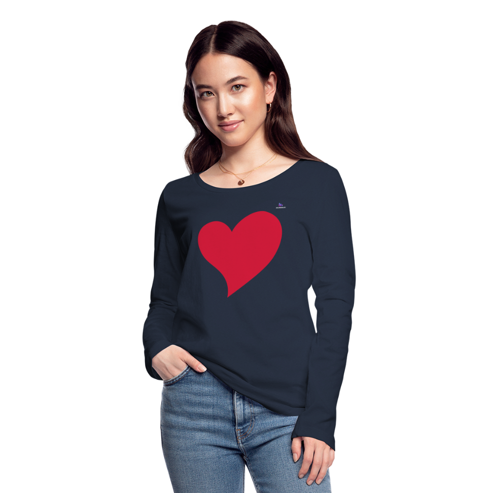 Women's Organic Longsleeve Shirt by Stanley & Stella "Heart " - azul marino