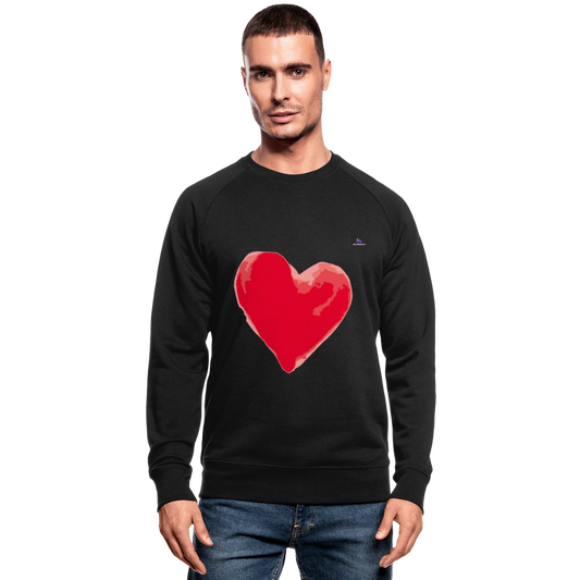 Men's Organic Sweatshirt "Watercolour heart" - negro