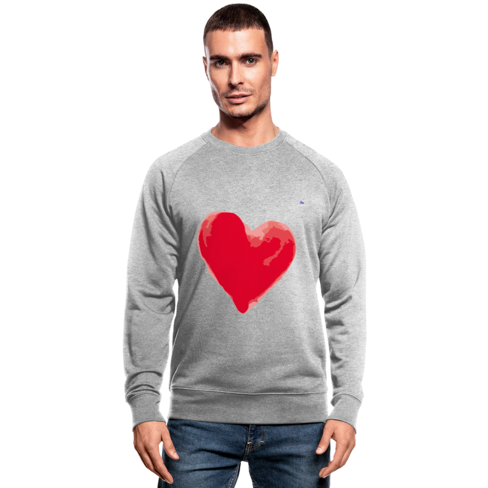 Men's Organic Sweatshirt "Watercolour heart" - gris jaspeado