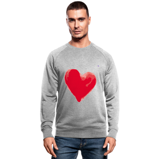 Men's Organic Sweatshirt "Watercolour heart" - gris jaspeado