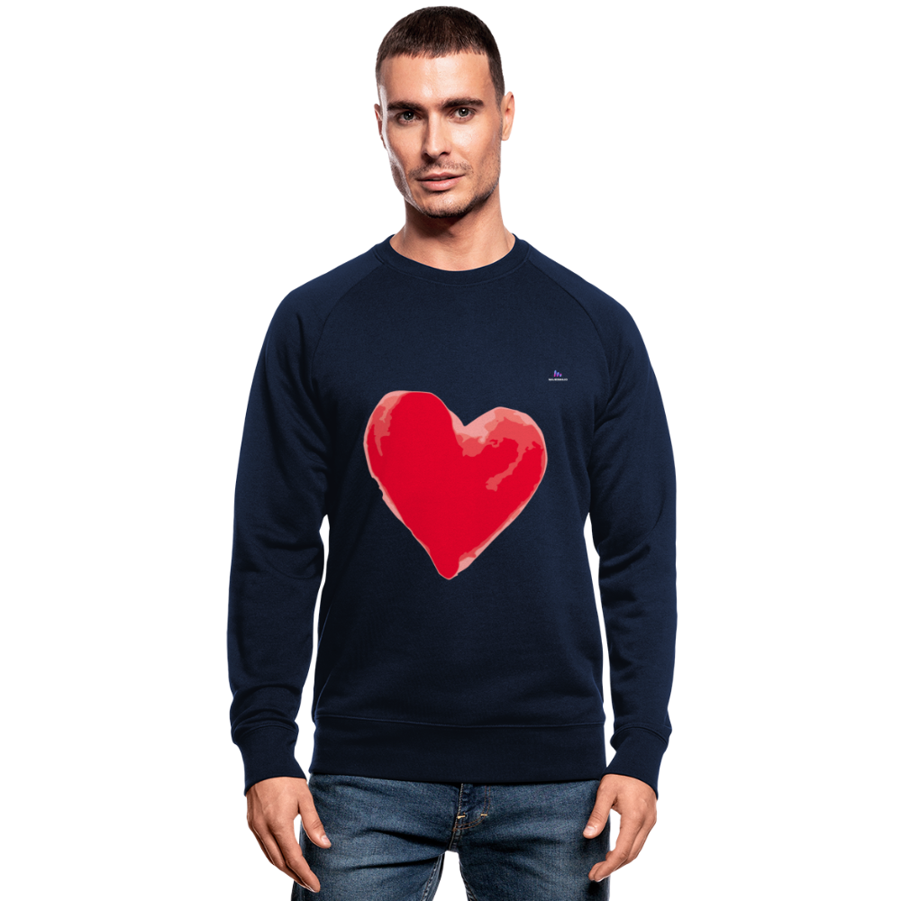 Men's Organic Sweatshirt "Watercolour heart" - azul marino