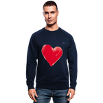 Men's Organic Sweatshirt "Watercolour heart" - azul marino