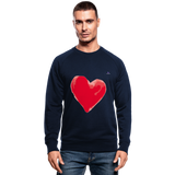 Men's Organic Sweatshirt "Watercolour heart" - azul marino