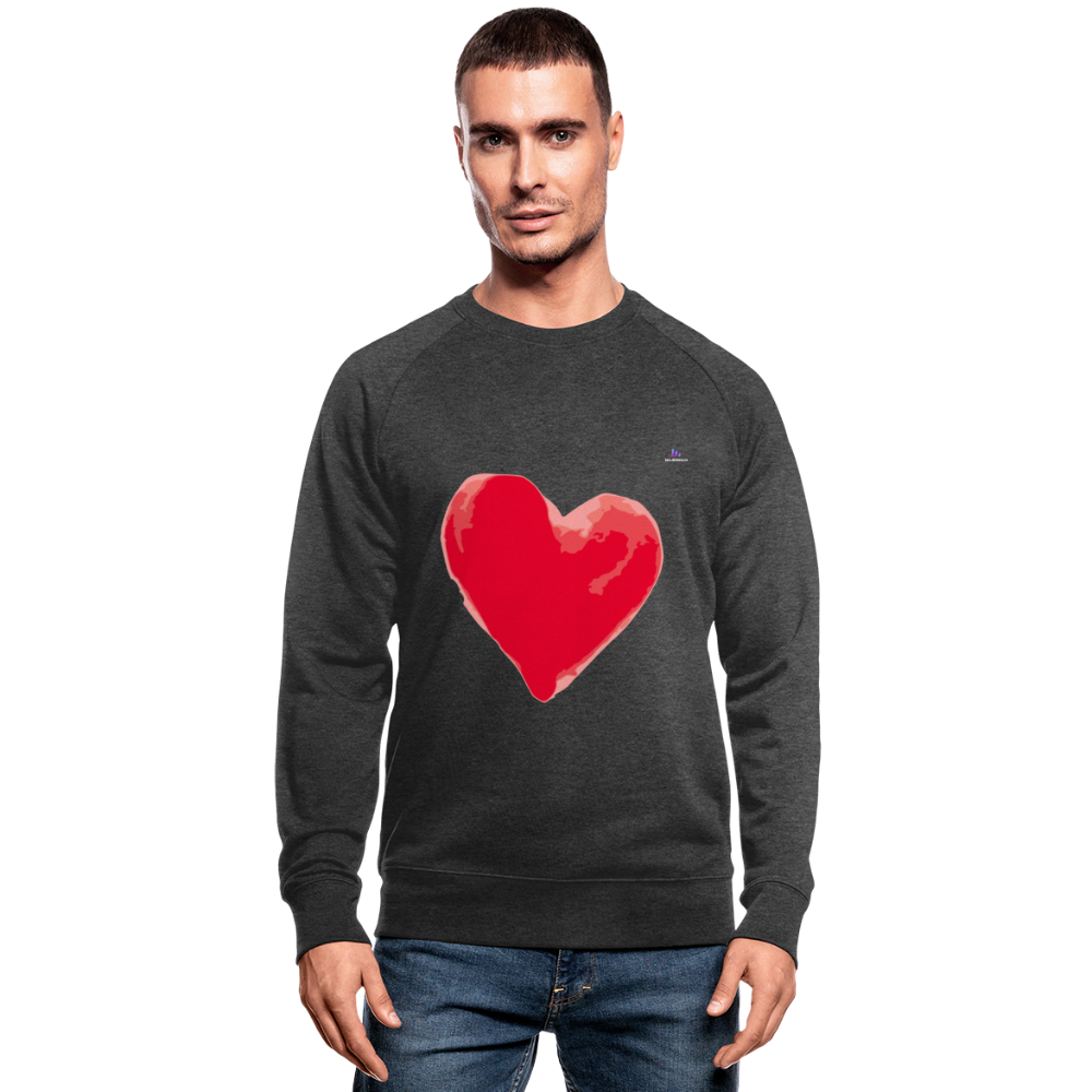 Men's Organic Sweatshirt "Watercolour heart" - carbón salpicado