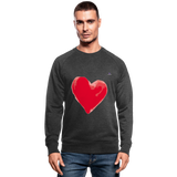 Men's Organic Sweatshirt "Watercolour heart" - carbón salpicado