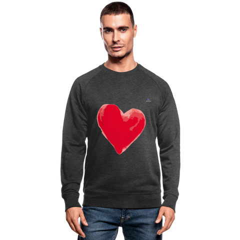 Men's Organic Sweatshirt "Watercolour heart" - carbón salpicado