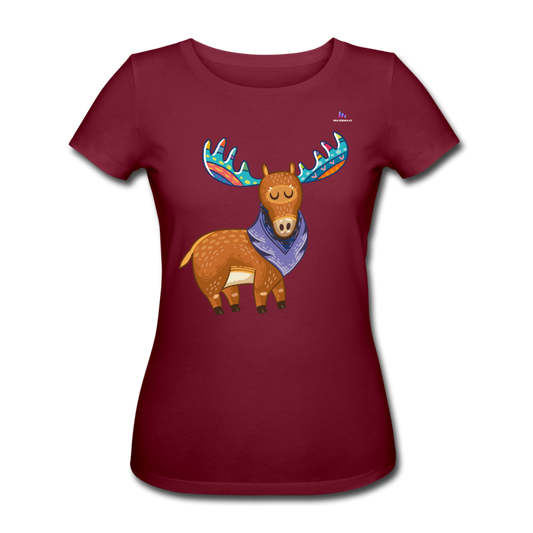 Women's Organic T-Shirt by Stanley & Stella "moose" - rojo burdeos