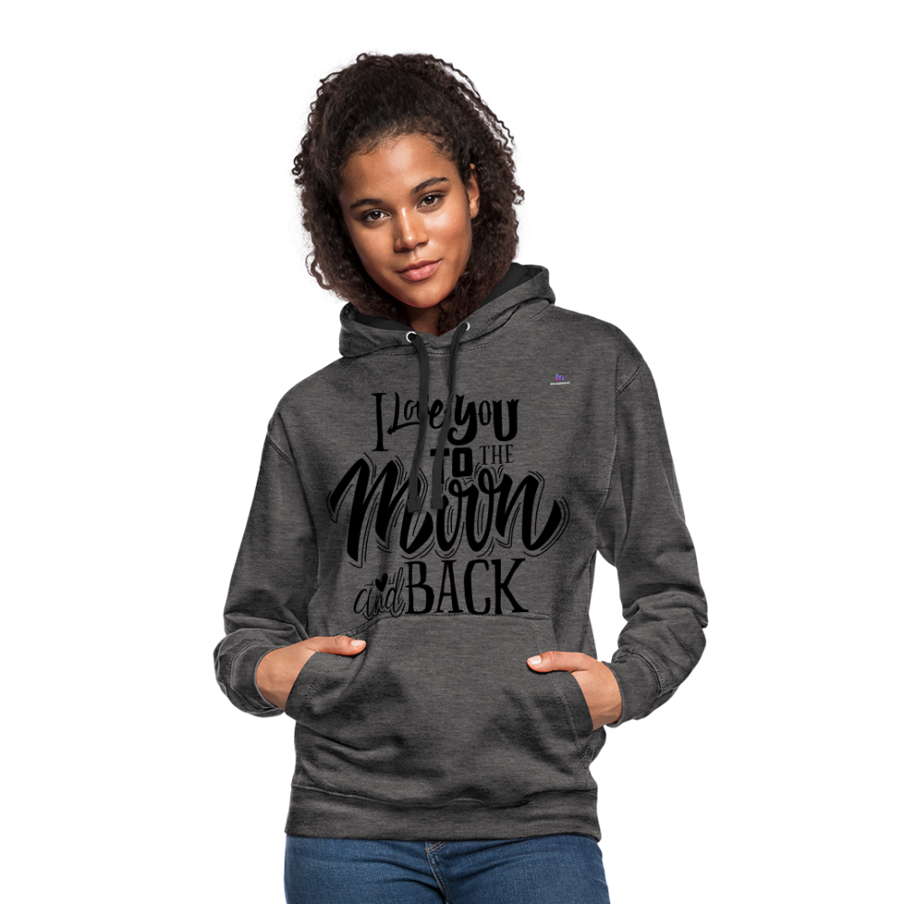 Contrast Colour Hoodie "I love you" - antracita/negro