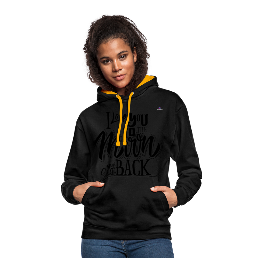 Contrast Colour Hoodie "I love you" - negro/oro