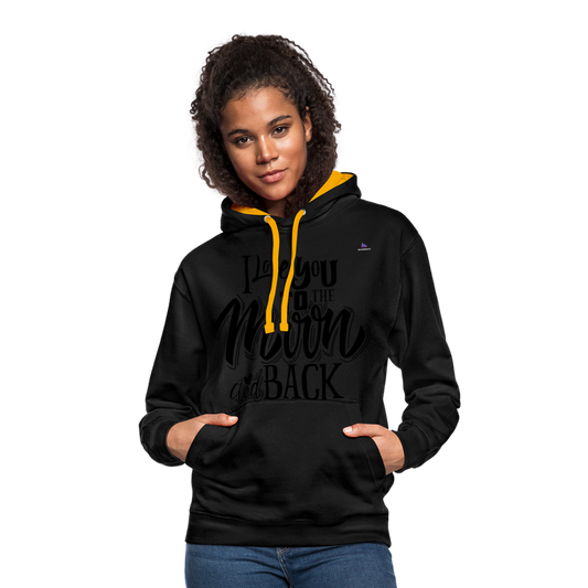 Contrast Colour Hoodie "I love you" - negro/oro