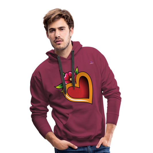 Men's Premium Hoodie "Flower heart tattoo" - rojo bordeaux