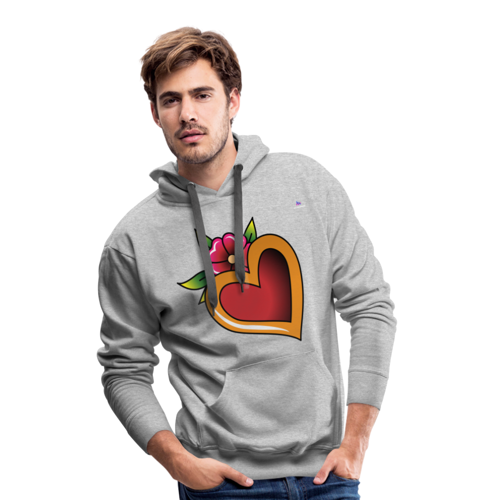 Men's Premium Hoodie "Flower heart tattoo" - gris jaspeado