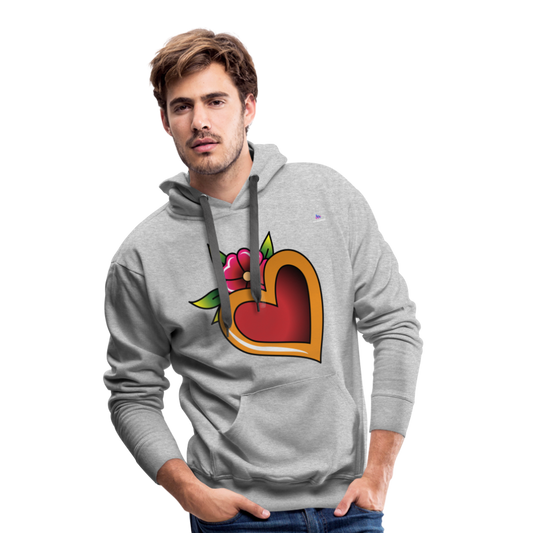 Men's Premium Hoodie "Flower heart tattoo" - gris jaspeado