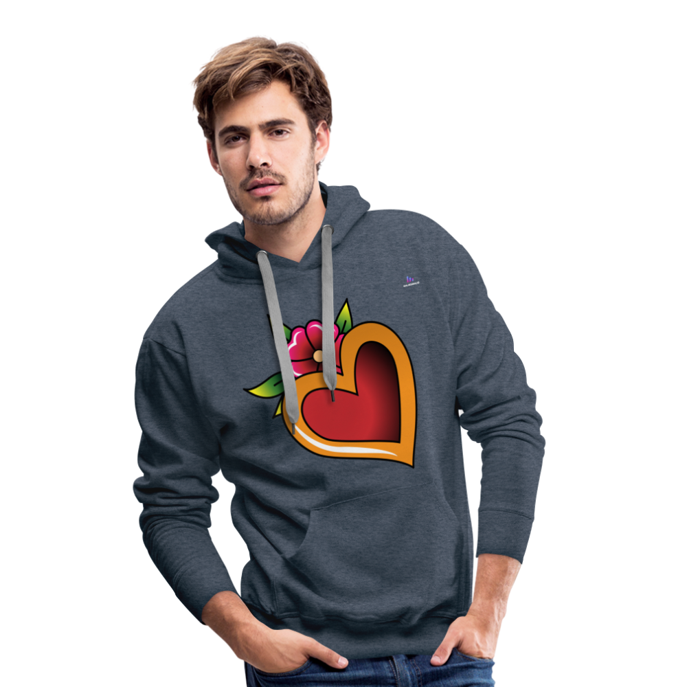 Men's Premium Hoodie "Flower heart tattoo" - azul vaquero