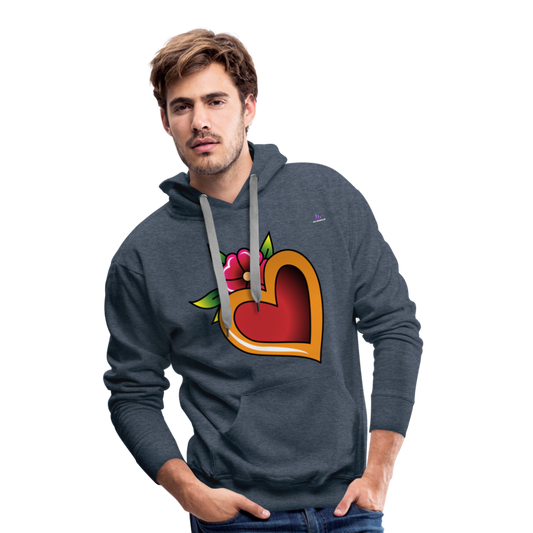 Men's Premium Hoodie "Flower heart tattoo" - azul vaquero