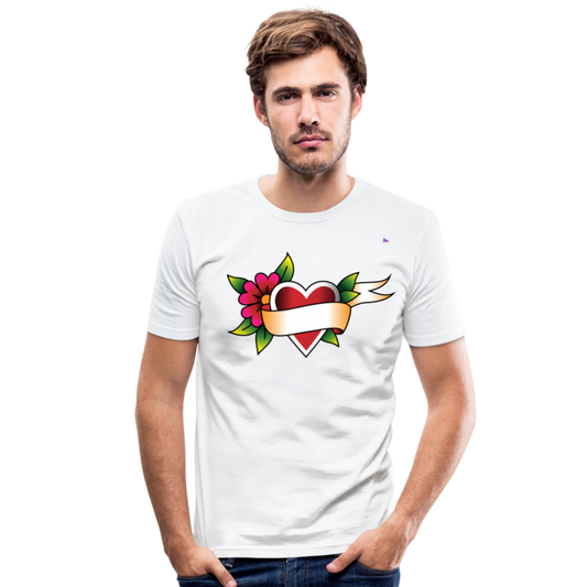 Men's Slim Fit T-Shirt "Flower heart tattoo" - blanco