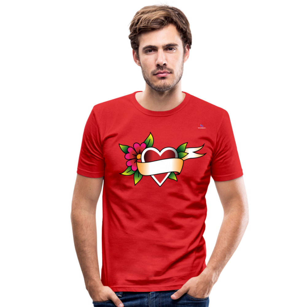 Men's Slim Fit T-Shirt "Flower heart tattoo" - rojo