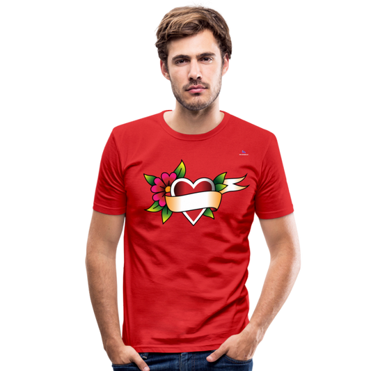 Men's Slim Fit T-Shirt "Flower heart tattoo" - rojo