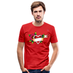 Men's Slim Fit T-Shirt "Flower heart tattoo" - rojo