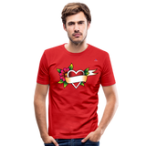 Men's Slim Fit T-Shirt "Flower heart tattoo" - rojo