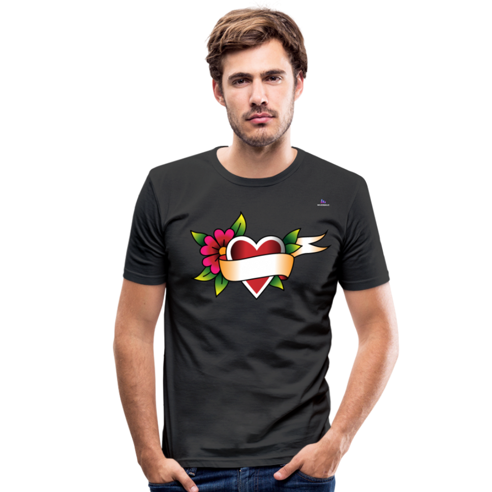 Men's Slim Fit T-Shirt "Flower heart tattoo" - negro