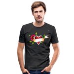 Men's Slim Fit T-Shirt "Flower heart tattoo" - negro