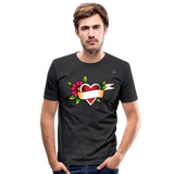 Men's Slim Fit T-Shirt "Flower heart tattoo" - negro