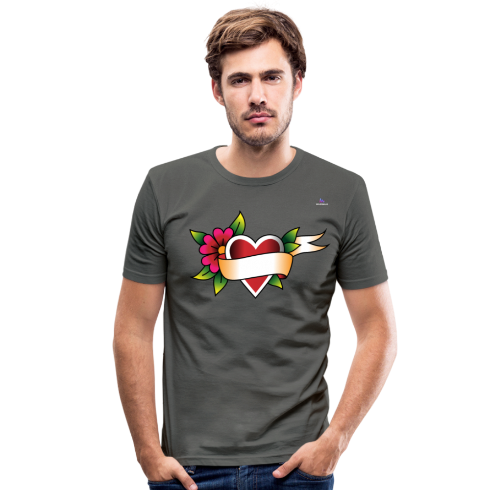 Men's Slim Fit T-Shirt "Flower heart tattoo" - gris grafito