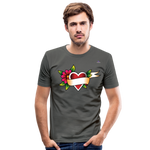 Men's Slim Fit T-Shirt "Flower heart tattoo" - gris grafito