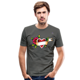 Men's Slim Fit T-Shirt "Flower heart tattoo" - gris grafito