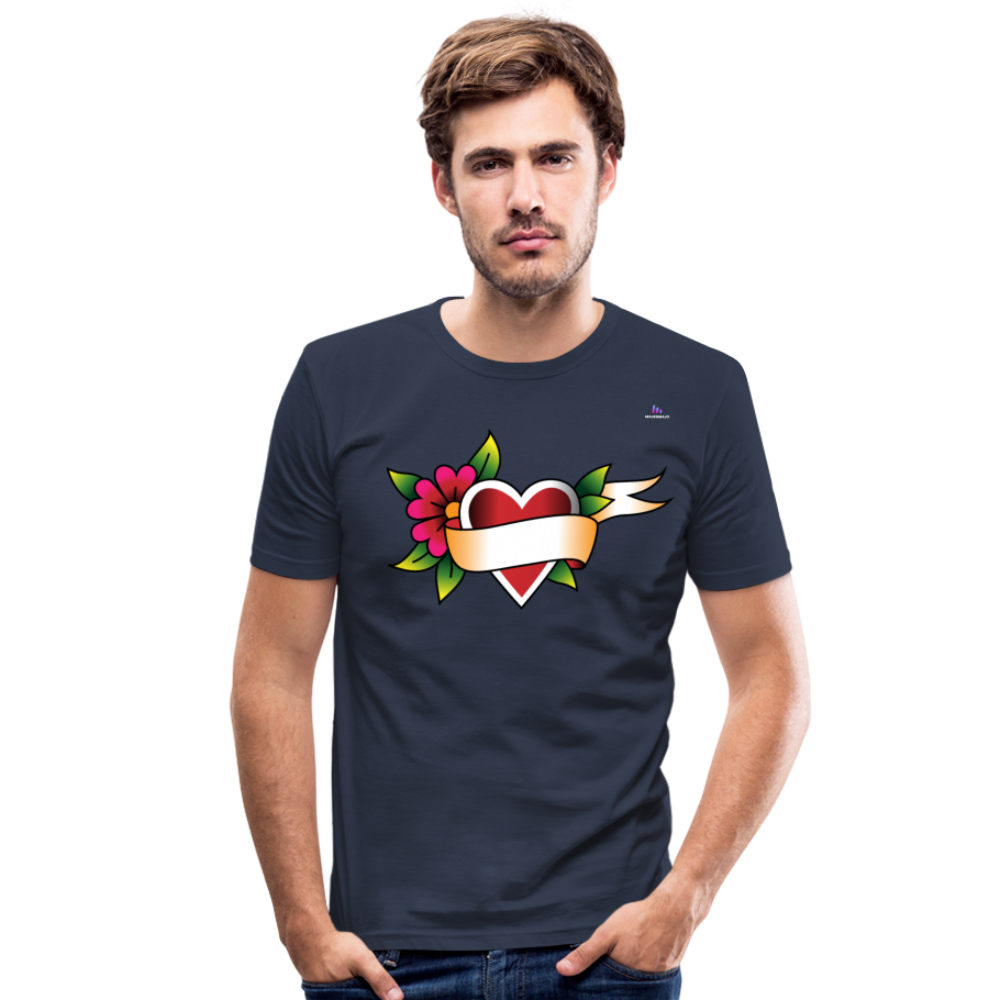 Men's Slim Fit T-Shirt "Flower heart tattoo" - azul marino