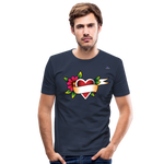 Men's Slim Fit T-Shirt "Flower heart tattoo" - azul marino