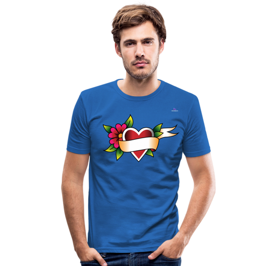 Men's Slim Fit T-Shirt "Flower heart tattoo" - azul real