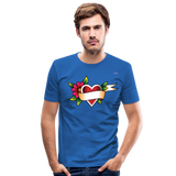 Men's Slim Fit T-Shirt "Flower heart tattoo" - azul real