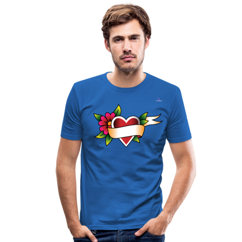 Men's Slim Fit T-Shirt "Flower heart tattoo" - azul real